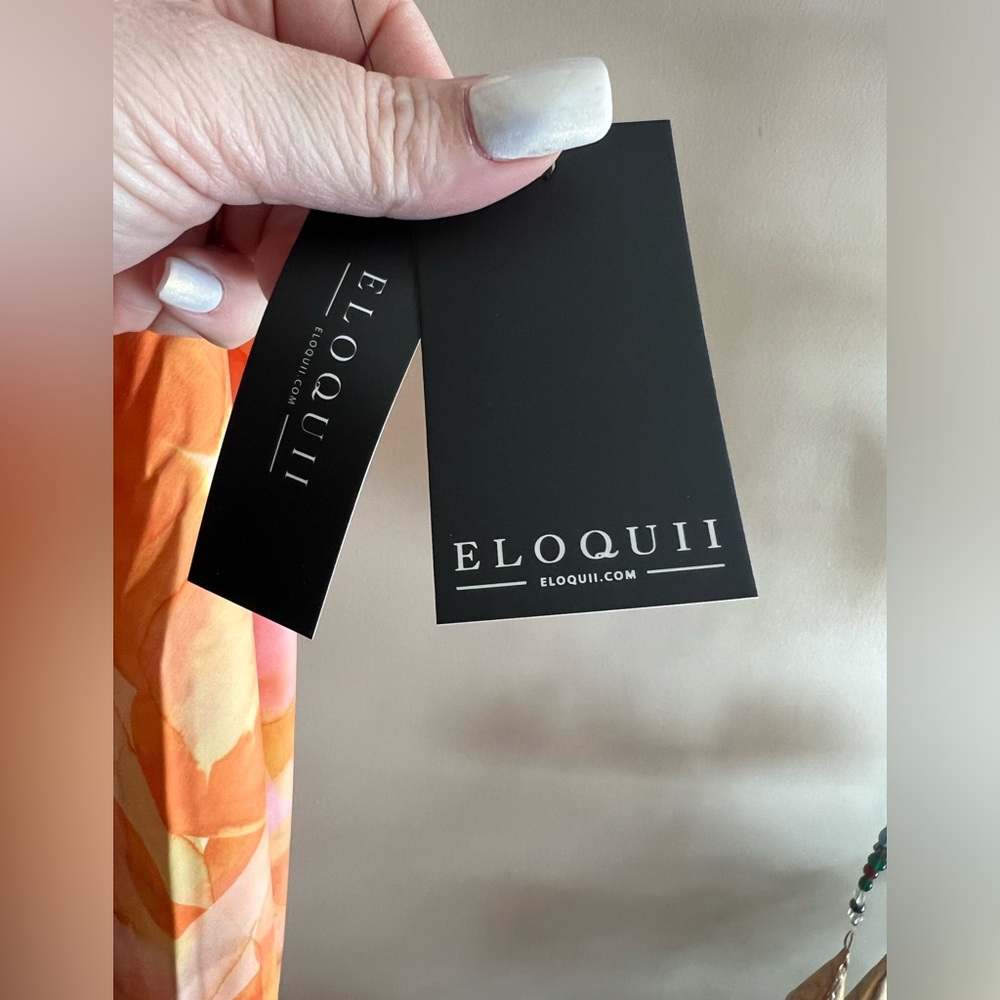 Eloquii Orange and Pink Midi Dress - Picture 6 of 9